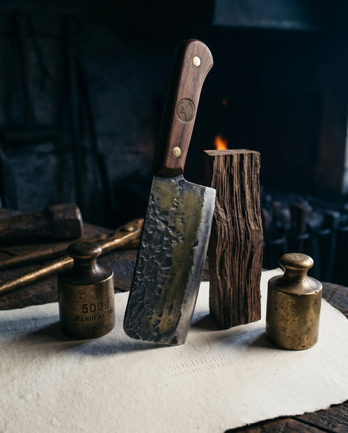 Carbon-Klinge · Hackmesser 18cm, Schwer und kompromisslos. Carbonstahl, 58 HRC., Ansicht 2