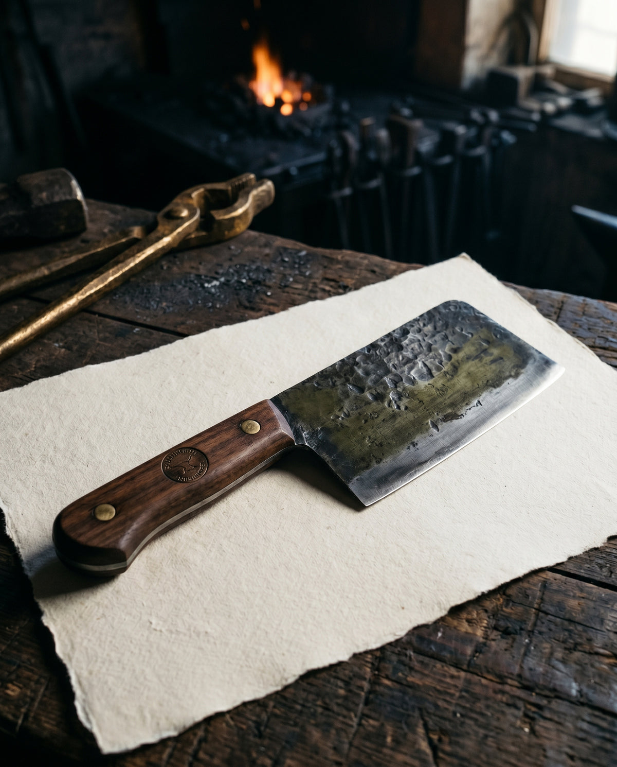 Carbon-Klinge · Hackmesser 18cm, Schwer und kompromisslos. Carbonstahl, 58 HRC., Ansicht 1