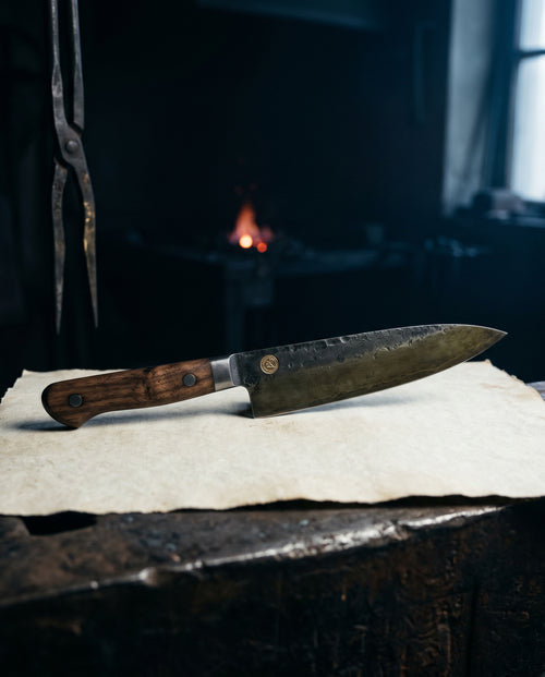 Esse Nº 04 · Kochmesser 20cm, Carbonstahl, hand-geschliffen in Solingen. 60 HRC., Ansicht 1