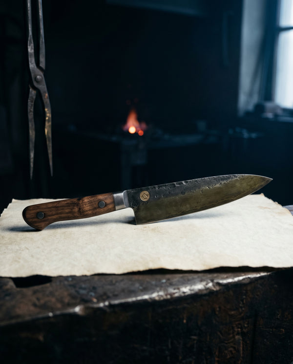 Esse Nº 04 · Kochmesser 20cm, Carbonstahl, hand-geschliffen in Solingen. 60 HRC., Ansicht 1
