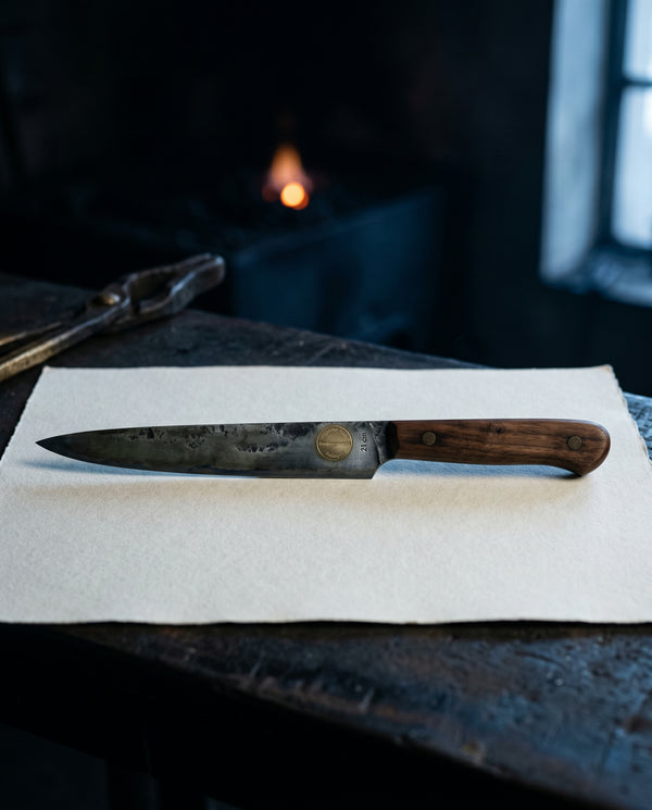 Patina Nº 02 · Tranchiermesser 21cm, Schmale Klinge für Braten und Schinken. Carbonstahl, 60 HRC., Ansicht 1